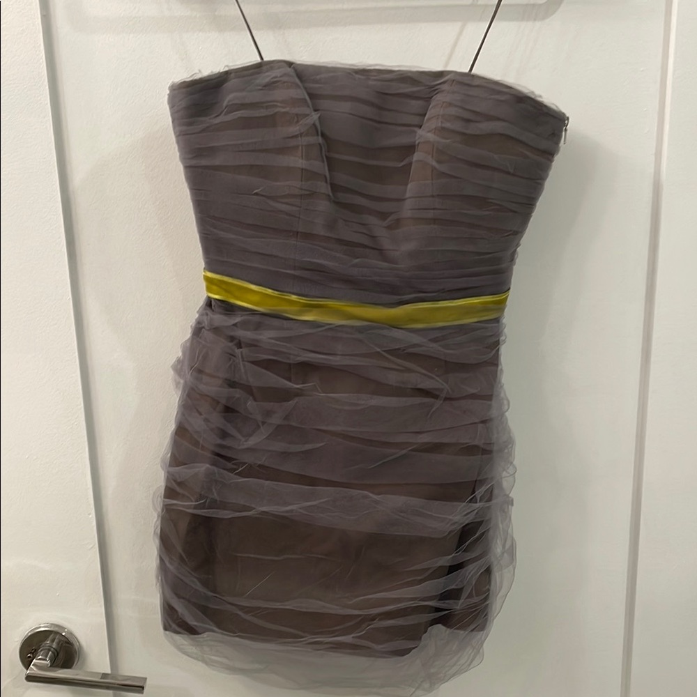NWT Jason Wu Gray Strapless Tulle Dress with Colorful Accent